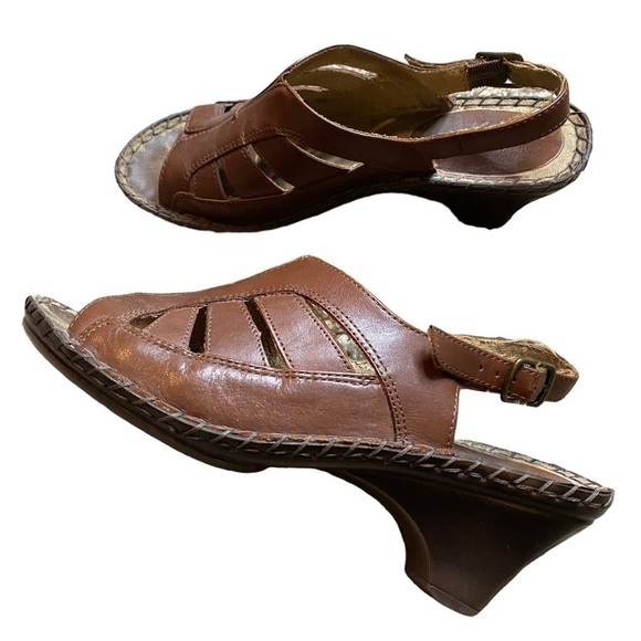 Duck Head Brown Leather Clog Wedge Sandals Sz 6 1/2 - Picture 1 of 9